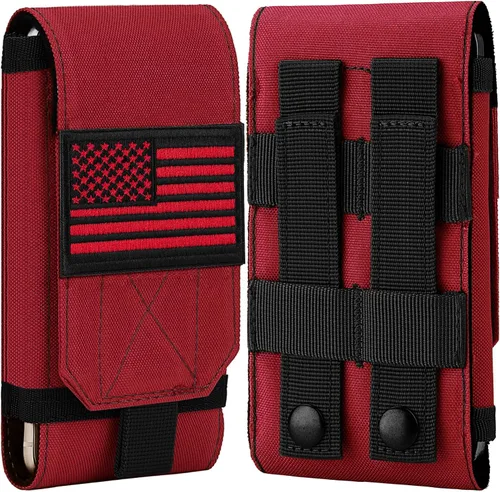 Vista 12 de Funda Táctica Molle para Teléfono, Funda de Cinturón con Asa de Bucle Resistente con Parche de Bandera para iPhone 17 Pro Max/Air/17 Pro/17/16 Pro