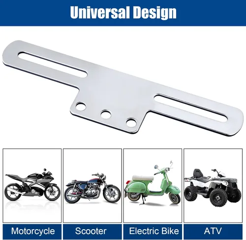 Vista 7 de Soporte para placa de matrícula con soporte de luz para remolques, camiones, automóviles, motocicletas, marco de matrícula ajustable plateado