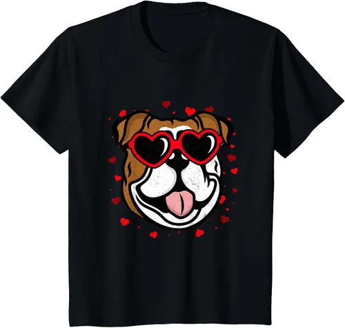 Vista 35 de Bulldog Valentine - Camiseta para amantes de las gafas de sol para perros, Negro