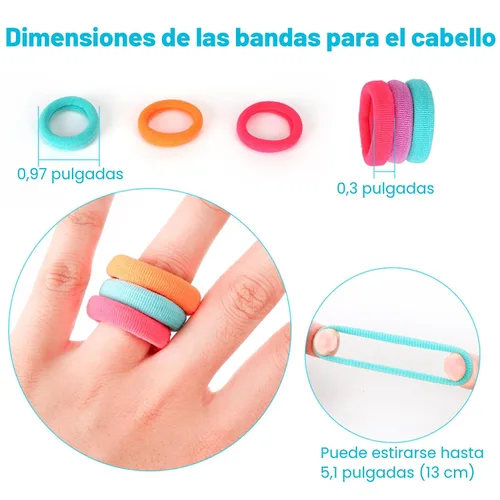 Vista 3 de Gomas para el pelo de bebé, gomas de algodón para niñas, bandas de pelo sin costuras para niños, coleteros elásticos para niñas, diámetro de 0.97