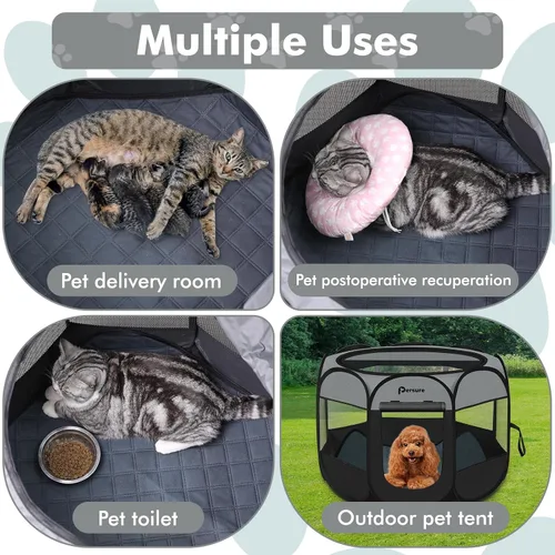 Vista 2 de Corralito para perros y gatos en interiores y exteriores, para cachorros, mascotas, gatos, recuperación después de una cirugía, carpa jaula