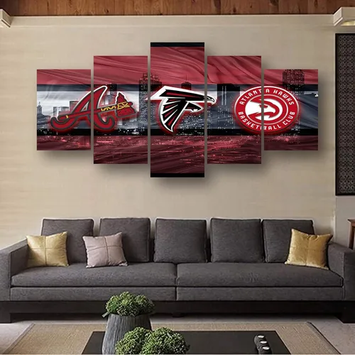 Vista 6 de Atlanta City - Póster del equipo deportivo de la ciudad de Atlanta, lienzo deportivo, patrón artístico de pared, diseño Art Deco para decoración