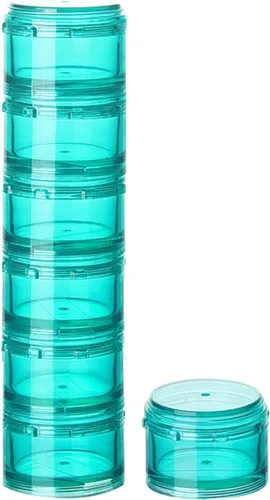 Vista 6 de Organizador de píldoras apilable, estuche de píldoras de viaje de 7 días, pastillero para bolsillo, contenedor portátil de vitaminas y medicamentos