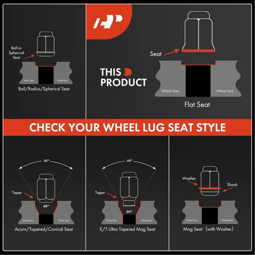 Vista 3 de A-Premium 5 tuercas de rueda M12 x 1.25 tuercas cónicas de asiento compatibles con Nissan Pathfinder Maxima Murano 370Z Infiniti QX60 Q50 G25 G35