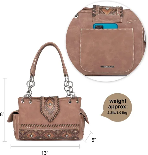 Vista 3 de Montana West Western Tote Bag for Women Concealed Carry Shoulder Handbag Tooling Purse with Wallet