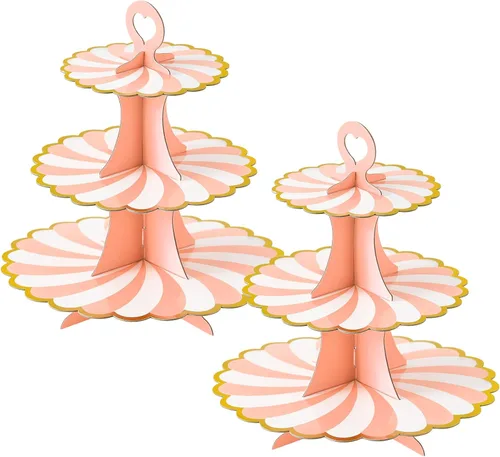 Vista 32 de Soleebee Soporte para Cupcakes de 3 Niveles, Torre de Cupcakes de Cartón, Torre de Soporte para Pasteles de Postre para Decoración de Cumpleaños