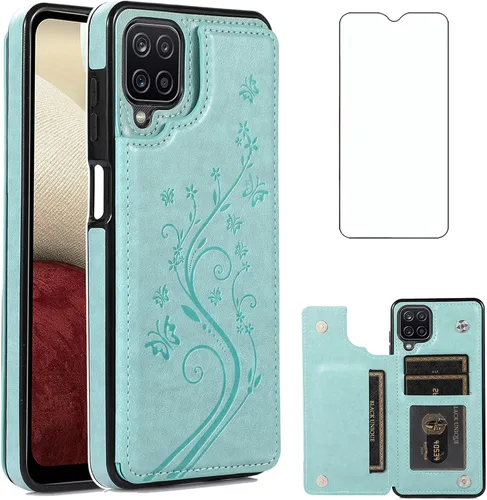 Vista 12 de Funda de teléfono para Samsung Galaxy A42 5G con protector de pantalla de vidrio templado, tarjetero con soporte para tarjetero, soporte para celda