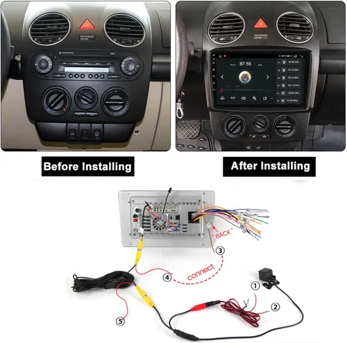Vista 5 de Estéreo de coche Android 12 para VW Volkswagen Beetle 2000-2012 9 pulgadas Full HD pantalla táctil capacitiva con USB, radio de coche Fm/Am