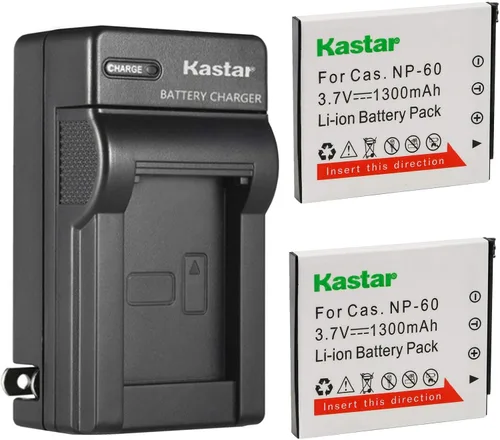 Vista 5 de Kastar - Cargador de batería de pared para Casio NP-60 CNP-60, cargador BC-60L, Casio Exilim EX-FS10 EX-S10 EX-S12 EX-Z9 EX-Z19 EX-Z20 EX-Z21 EX-Z25