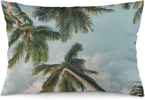 Vista 9 de Protector de almohada de playa con palmeras tropicales de 16 x 14 pulgadas, palmeras de playa, paisaje marino costero, decorativo, rectangular