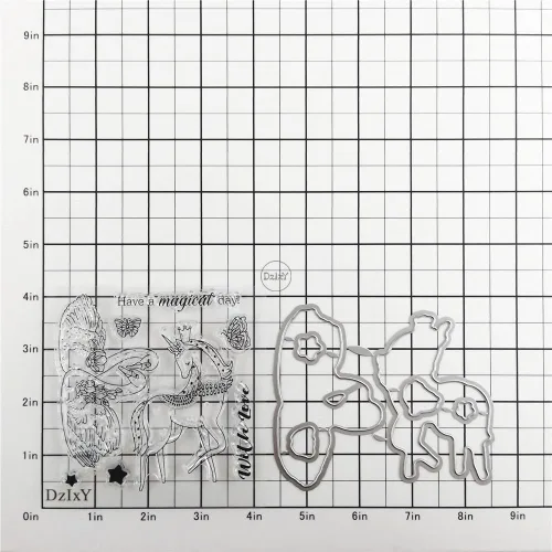 Vista 2 de DzIxY Swans Unicorn Sellos transparentes y troqueles de corte de metal para hacer tarjetas, kit de papel para álbumes de recortes, suministros