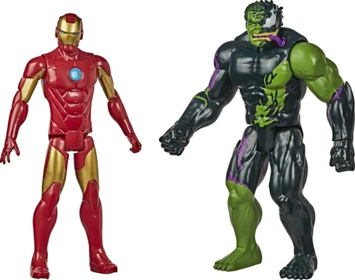 Vista 2 de Marvel Titan Hero Spider-Man Maximum Venom Series - Juego de 2 unidades de Iron Man vs Venomized Hulk de 12 pulgadas