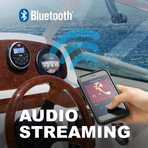 Vista 2 de BOSS Audio Systems MGR350B Receptor de medidor estéreo marino para barco – Unidad principal Bluetooth, sin reproductor de CD DVD, amplificador de 4