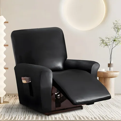 Vista 7 de JOKIVTOU Funda elástica de piel sintética para sofá reclinable de 1/2/3 asientos, con bolsillos laterales, impermeable, funda para sofá reclinable
