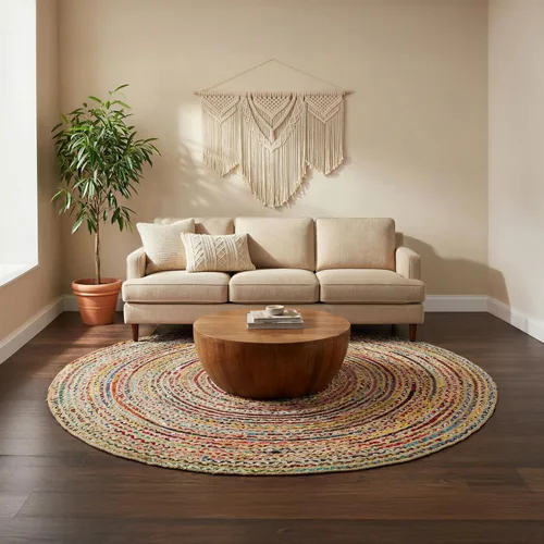 Vista 38 de RedEarth · Alfombra rectangular - 2'x3' de yute natural trenzada con respaldo antideslizante - Alfombra boho tejida a mano para dormitorio, cocina