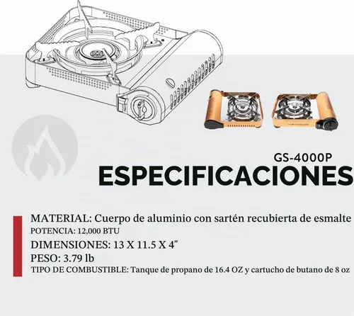 Vista 3 de Gas ONE GS-4000P - Estufa de campamento - Estufa de propano o butano de primera calidad con práctica funda de transporte - Patentada - Ideal