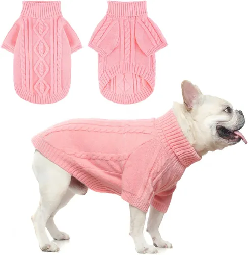 Vista 33 de BEAUTYZOO Suéteres de perro para perros pequeños, ropa de punto con agujero Pompones beige