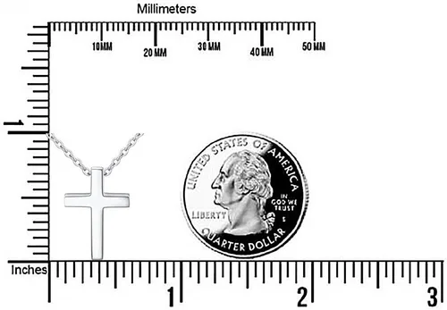 Vista 4 de Cadena Alphm de plata de ley con diseño de cruz pequeña, brazalete, collar, aretes