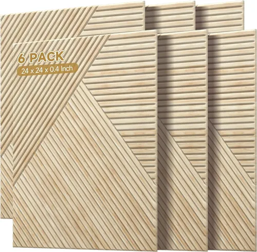 Vista 10 de Paneles acústicos de 23.6 x 23.6 pulgadas, paneles autoadhesivos a prueba de sonido, impresión UV 3D, paneles decorativos de pared, para pared