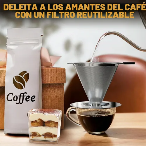 Vista 9 de verter sobre el gotero de café, 3.18x4.48", acero inoxidable, mango