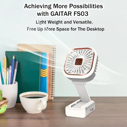 Vista 5 de Mini ventilador de mano, pequeño ventilador portátil 3 en 1, ventiladores personales plegables recargables por USB con fuerte flujo de aire 2