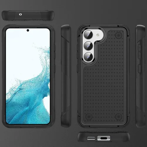 Vista 4 de Asuwish Funda protectora para Samsung Galaxy S23 5G con protector de pantalla de vidrio templado y accesorios de celda, protección de doble capa