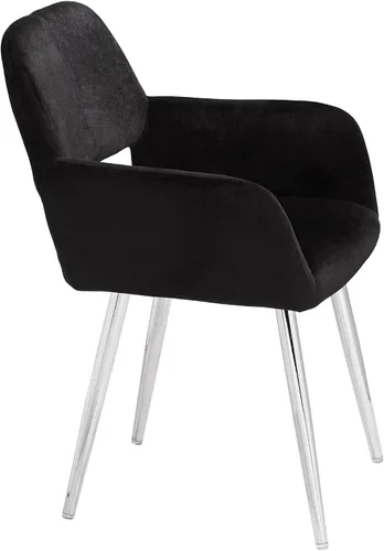 Vista 9 de 55 Downing Street Silla de comedor moderna de tela negra Martin