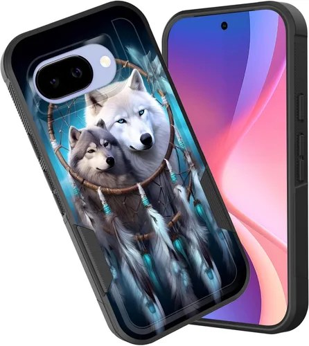 Vista 102 de Funda para Pixel 6A, funda híbrida de doble capa resistente a prueba de golpes de policarbonato duro de silicona suave TPU para Google Pixel 6A