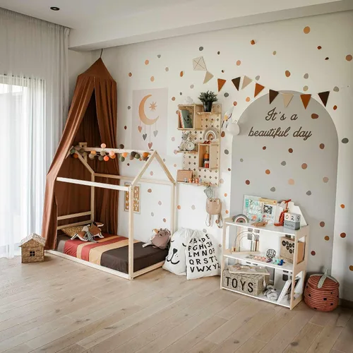 Vista 2 de Casa de cama Montessori, marco de cama de piso para niños, cama de casa para niños, marco de cama de casa para niños, marco de cama de plataforma