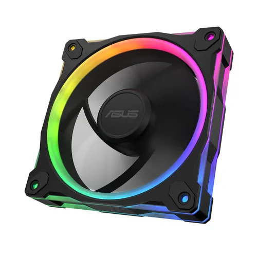 Vista 17 de ASUS Prime MR120 ARGB Fan Negro Paquete Triple, Marco Extra Grueso de 28mm, Silencioso, Enfriamiento de Alto Rendimiento con Control PWM, 20 LEDs