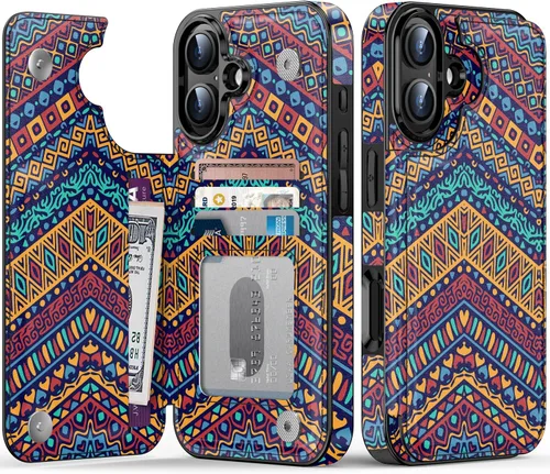 Vista 122 de LETO para iPhone 15 Pro Funda tipo cartera - Tapa tipo folio con patada - Diseños de moda - Tarjetero - Funda protectora para mujeres y niñas - 6.1