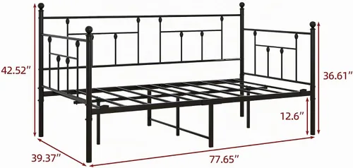 Vista 2 de Base de cama tamaño individual, base de colchón, soporte de listones de metal, muebles de plataforma, no necesita somier, gran almacenamiento debajo