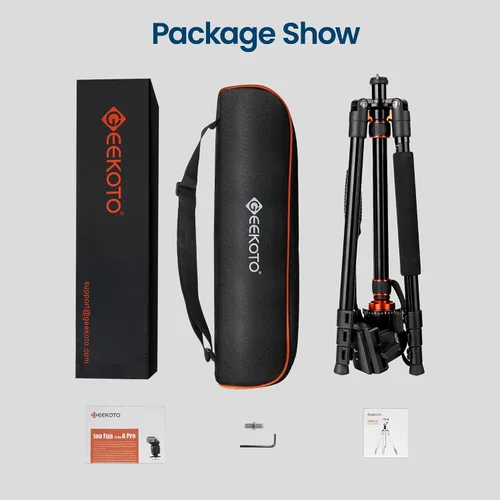 Vista 7 de GEEKOTO Trípode de video con cabezal fluido, trípode profesional para cámara réflex digital, monopie de aluminio de 77 pulgadas para videocámara