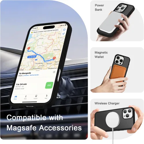 Vista 1224 de Funda para Google Pixel 10 Pro XL, cubierta magnética mate, color negro Fit for MagSafe, Screen Protector included, Shockproof Military Grade
