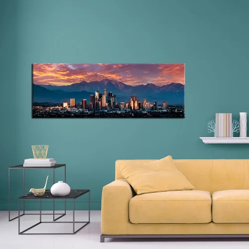 Vista 5 de iKNOW FOTO Lienzo de paisaje urbano para pared, póster de California in Sunrise, impresiones en lienzo de arte famoso de Estados Unidos, decoración