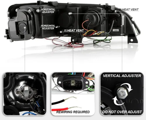 Vista 3 de ACANII - Para [modelo halógeno solamente] 2003-2006 Mazda 6 LED Halo DRL carcasa negra proyector faros delanteros izquierdo+derecho