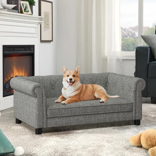 Vista 8 de KEIKI Cama para perros medianos y grandes, sofá cama elevada para mascotas, sofá elevado duradero para perros con patas, cama para mascotas de 39