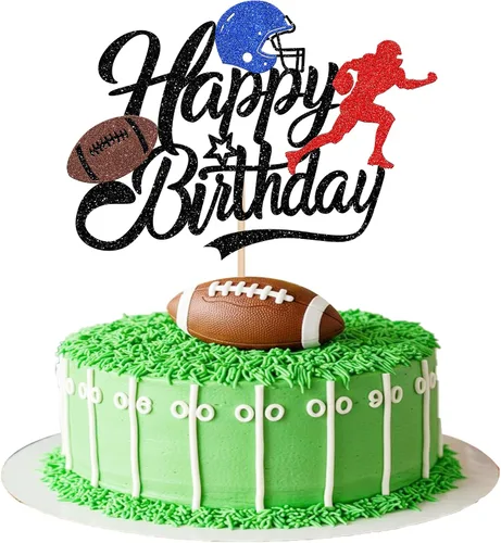 Vista 13 de 36 piezas de adornos para cupcakes de pelota de rugby, trofeo de fútbol americano, selecciones de cupcakes de fútbol americano, decoración
