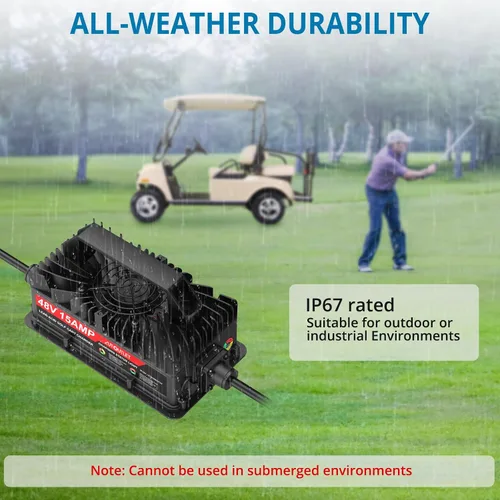 Vista 4 de AUTOUTLET Cargador de carrito de golf de 48 V y 15 amperios, carga rápida con tecnología inteligente para batería de plomo ácido, cable extralargo