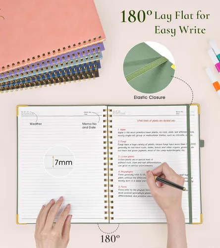 Vista 4 de Cuaderno en espiral de tapa dura de 8.5 x 11 pulgadas, cuadernos A4 grandes y bonitos para mujeres y hombres, cuaderno rayado a rayas
