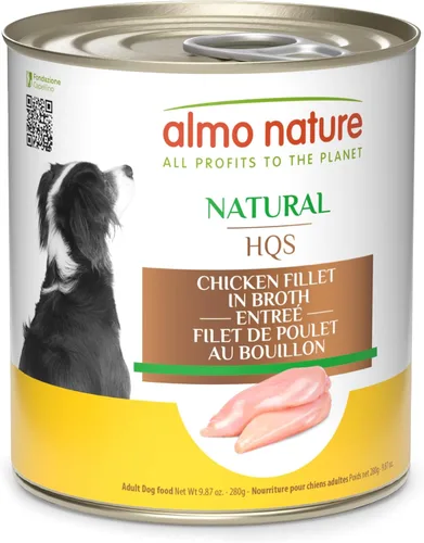 Vista 8 de almo nature HQS - Muslo de pollo natural en caldo, sin gluten, sin aditivos, comida húmeda enlatada para perros adultos, triturada, 12 x 280 g/9.87