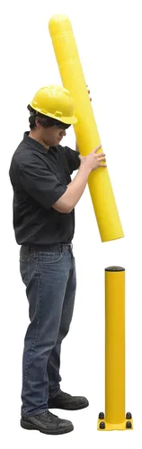Vista 3 de Vestil BPC-4 - Cubierta para poste de bolardo de polietileno de baja densidad, 52 pulgadas x 5 pulgadas, color amarillo