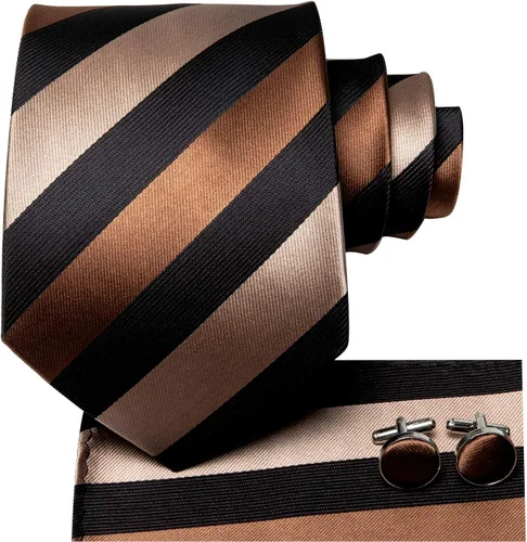 Vista 70 de Hi-Tie Corbata clásica de cachemira para hombre con pañuelo y gemelos a cuadros