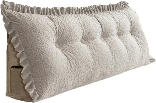 Vista 10 de Almohada de apoyo de espalda en forma de cuña de 31 x 8 x 20 pulgadas, almohada de lectura para cabecero, almohada triangular de cuña de lectura