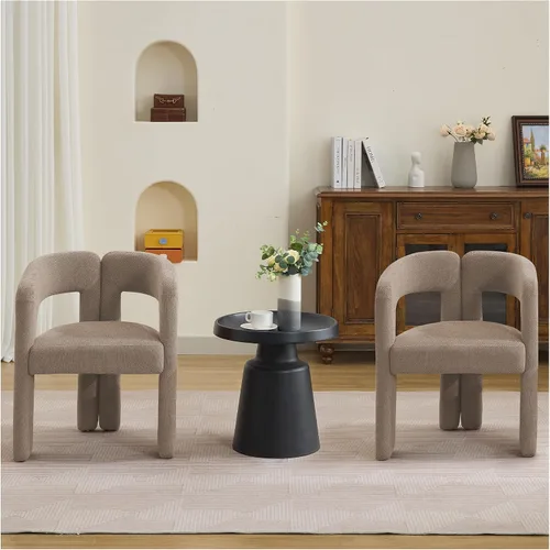 Vista 37 de adochr Modernas sillas de comedor de barril, silla de comedor tapizada de lino con patas de madera, sillas decorativas con brazos, cómodos sillones
