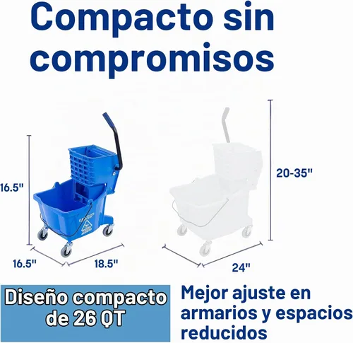 Vista 10 de Carlisle FoodService Products Cubo de trapeador de 26 cuartos de galón con Azul
