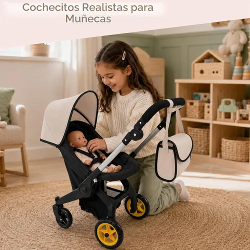 Vista 7 de Cochecito de coche de muñeca para bebé, cochecito convertible 2 en 1 y asiento de coche para niños, se adapta a muñecas de hasta 20 pulgadas