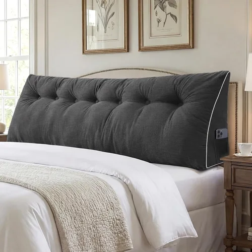 Vista 24 de Sasttie Almohada de Cabecera Full, Almohada de Cuña Cabecera para Sentarse en la Cama, Soporte de Respaldo Cojín Triangular para Leer - Cuenta