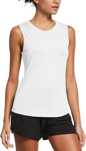 Vista 2 de baleaf Camiseta sin mangas de entrenamiento para mujer, sin costuras, para correr, atlética, de ajuste suelto, para yoga, deportiva, para gimnasio