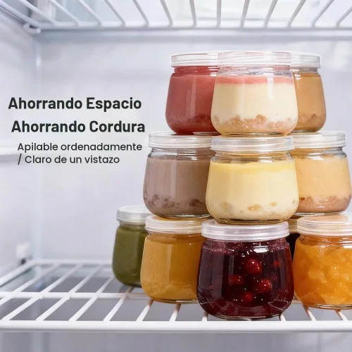 Vista 7 de Contenedores de almacenamiento de alimentos para bebés, paquete de 12 recipientes de comida para bebés con tapas, frascos de vidrio de 4 onzas